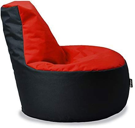 BuBiBag Gamer Sitzsack, Lounge Sessel, Gaming Sitzsäcke, Indoor & Outdoor Kissen für Kinder und Erwachsene (Rot-Schwarz;Ø:55cm)