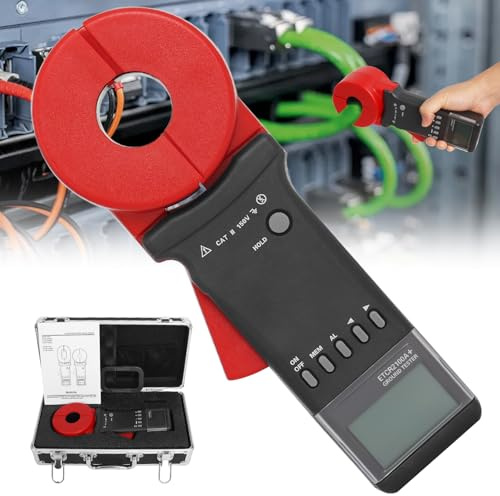 ETCR2100A+ Ground Resistance Meter Earth Tester Clamp Digital for Electric Power Telecommunications Meteorology Oil Field Architecture Industrial Electrical Equipment 0.01-200Ω NO Battery