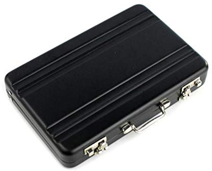 ausuky Mini-Aluminium-Koffer, Aktenkoffer, Kartenhalter, Exquisite Geschenkbox, Schwarz