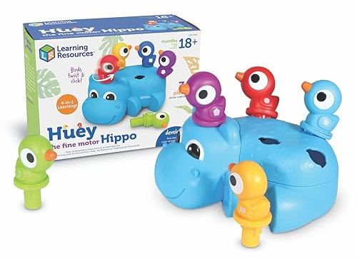 Learning Resources Huey The Fine Motor Hippo, Fine Motor Toy for Toddlers, Ages 18 months+