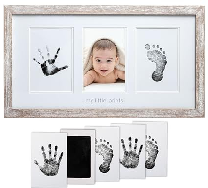 Babyprints Rustic Frame, Baby Keepsake Item, Nursery Décor, Baby Handprint And Footprint, Rustic Wood