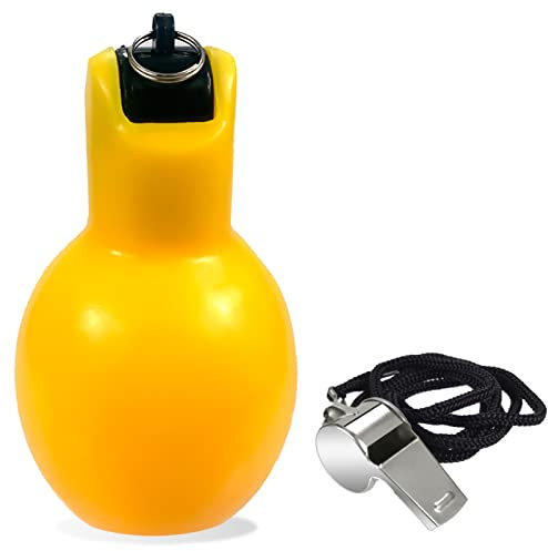 Dingfeiyu 1 Stück Handpfeife mit 1 Stück Edelstahl-Sportpfeifen, Trillerpfeife für Trainer, Schiedsrichter, Sportlehrer, Hundetrainer, Trillerpfeife Laut Notfall, Trainer Zubehör Fußball (gelb)