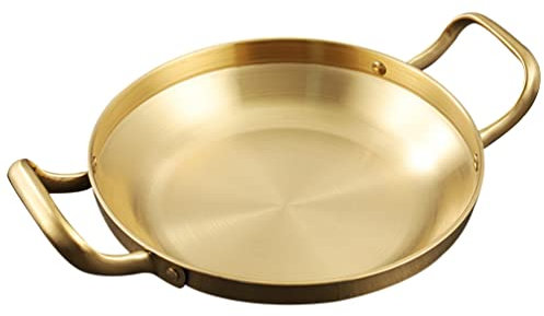 CALLARON Stainless Steel Family Pan Korean Food Stew Pot Double Handle Hot Pot for Grilling and Cooking Easy to Clean Heat Conductive Metal Kitchenware