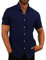 COOFANDY Mens Shirts Short Sleeve Holiday Shirts Summer Hawaiian Shirt Dress Shirt Linen Navy Blue XXL
