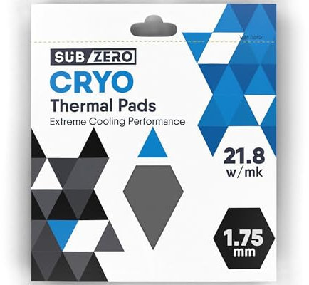 subZero CRYO 21.8w/mk Thermal Pad, 100x100mm, Super Soft Thermal Compound, Gap Filler for GPU/Laptop Heatsink/GPU/CPU/LED Cooler (1.75mm)