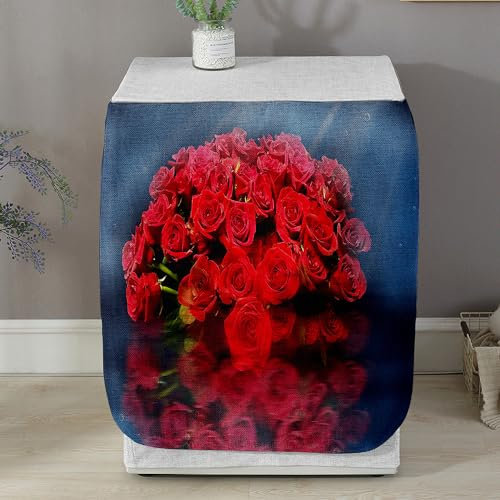 Odot 3D Copri Lavatrice Esterni, Coprilavatrice da Esterno Antipolvere Anti Sunlight, Copertura per Lavatrice e Asciugatrice con Aperture Frontali (Rosa Rossa,S-capacità 4-7,5 kg)