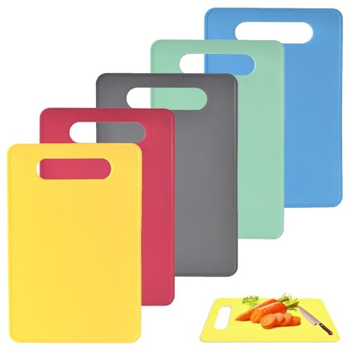 HAYGEM 5 Stück Ungiftige und Geruchlose Schneidebrett, BPA-Frei, Schneidebrett Kunststoff für Verwendung im Freien Geeignet Sind, Spülmaschinenfeste Frühstücksbrettchen für Gemüse, Obst, Fleisch