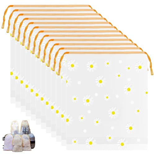 GAOHAN 12 Pcs Shoe Bags Daisy Print Travel Storage Bag Drawstring Shoe Bag