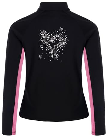 ranrann Barn Flickor Konståkningsjacka Fleece Varm Vinterkappa Gym Dansande Långärmad Strass