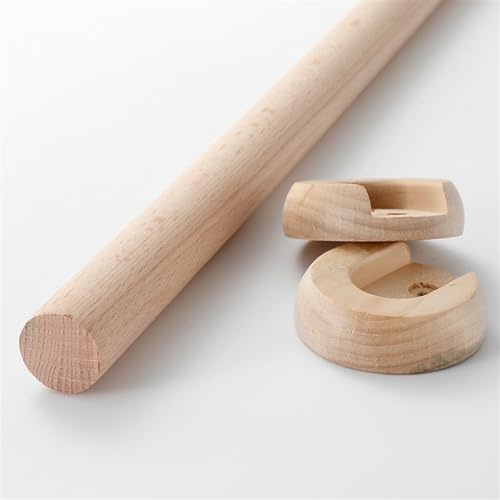 1 Pieza Barra para Armario de 40 a 150 cm Barra Redonda para Colgar Ropa de Madera con Tornillos Barra Perchero para Armario Barra de Armario para Casa Tienda Hotel(D2.5cm/0.98IN,L 60cm/23.6In)