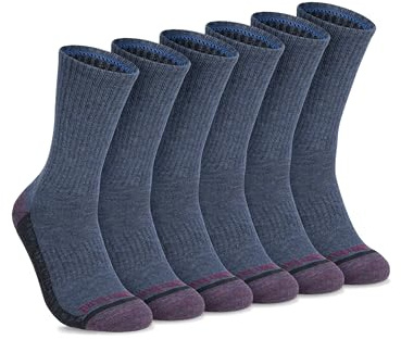 Timberland Mens Comfort Crew Socks, Arch Support, Padded Cushion, Moisture Control(Size 7-12 Assorted;6 Pack)