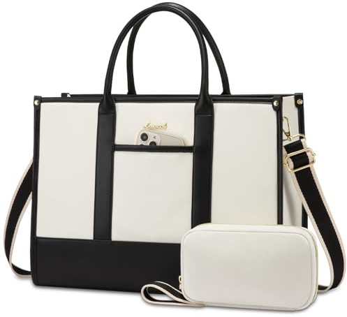 LOVEVOOK Borsa per computer portatile da donna 17 pollici, impermeabile, borsa da lavoro, borsa a mano, grande borsa per la scuola, borsa shopper, cartella, borsa per insegnanti, in pelle, per ufficio