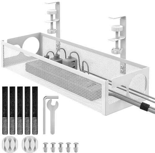 Plateau de gestion de câble réglable sous le Bureau, aucun trou à percer, plateau de câble de gestionnaire de câble avec fixation par clip, pour cybercafé de bureau à domicile