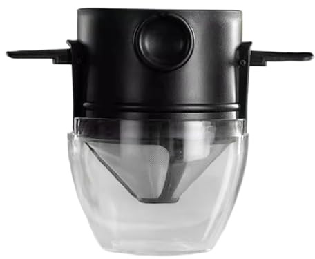 Dasbsug Cafetera de vertido eficiente, diseño de doble filtro, taza de acero inoxidable, plegable, tamaño de viaje para verter sobre filtro de acero inoxidable