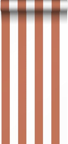 Sanders & Sanders papier peint rayé terracotta et blanc 0.53 x 10.05 m