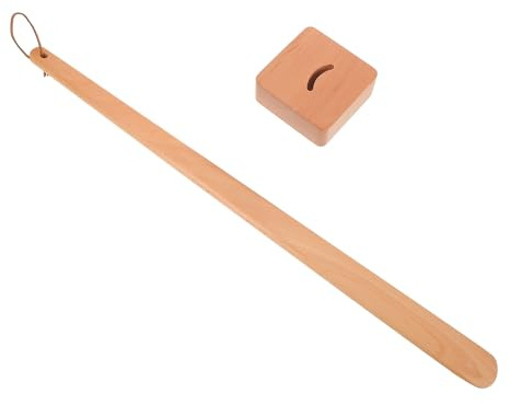 MUCKLILY Calzador de Madera Largo 55 Cm con Base Antideslizante para Personas Mayores y Embarazadas, Herramienta de Arranque para Botas y Zapatos, Calzador Robusto para Uso Diario Hogar