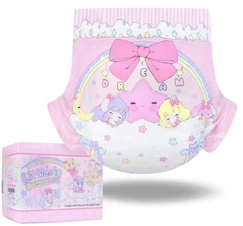 LittleForBig Ultra absorberande 7 000 ml justerbart kardborrband vuxenblöja tygbaksida 10 stycken – Fairy Littles i Dreamland (XL)