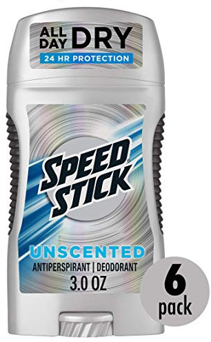 Speed Stick Power Antiperspirant Deodorant for Men, Unscented - 3 Ounce, Pack Of 6 (Packaging May Vary)