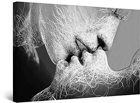 Startonight Quadro su Tela Bianco e Nero Adam e Eve, Stampe Incorniciato e Pronta da Appendere Design Moderno Arredamento Arte Fotografia Grande Formato 80 x 120 cm Luminoso al Buio