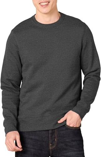 Amazon Essentials Men's Sweatshirt, Grey (charcoal heather), Large
