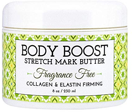 Body Boost Fragrance Free Stretch Mark Butter, 8 oz-Repair Stretch Marks and Scars- Clinically Proven Ingredients- Pregnancy and Nursing Safe