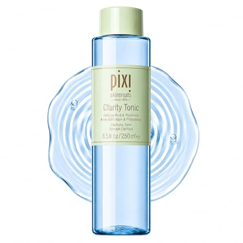 Pixi Beauty Clarity Tonic | Lotion Tonique Visage aux AHA et BHA | Affinent les Pores et Améliorent l’Éclat Naturel de la Peau | Tonique Purifiant Sans Alcool | 8,5 fl oz / 250 ml