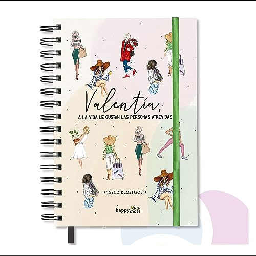 Agenda escolar 2024 Happymots | Agenda semana vista 12 meses completos | Agenda anual 2023 2024 desde septiembre 2023 a agosto 2024 | Incluye Planificador, Calendario y Stickers | Tamaño A5