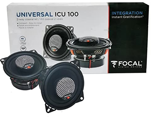 Master Audio master audio, 2 Enceintes coaxiales Compatible avec Focal Universal ICU 100 ICU100 2 Voies 10 cm 100 mm 4po diamètre 50 Watts rms 100 Watts Max 4 ohm 90.3 DB spl, la Paire