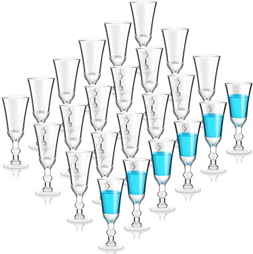 Meanplan 1 oz Shot Glasses with Stem Cordial Mini Wine Cups Limoncello Port Glasses Clear Heavy Base Fancy Shot Small Goblet Cups for Vodka, Cocktail, Liquor for Kitchen Dining(24 Pcs)