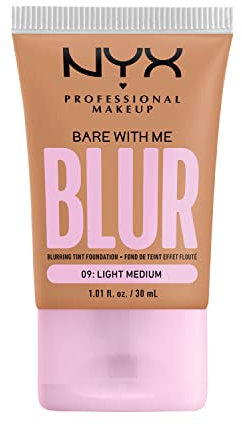 NYX Professional Makeup Weichzeichnende Foundation mit mittlerer Deckkraft und mattem Finish, Bis zu 12 Stunden Pflege und Feuchtigkeit, Mit Niacinamiden, Bare with Me, Farbe: Light Medium, 1 x 30 ml