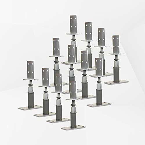 BB STANZ Pfostenträger Bodenplatte 160 x 80 x 6 mm (12 Stück) Stützfuß Bodenfuß Betonfuß höhenverstellbar verstellbar mit Schwert Trägerplatte 80 x 80 x 6 mm
