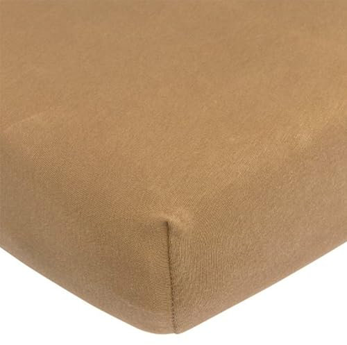 Meyco Home Basic Jersey Uni Spannbettlaken für 1-Person (Bettlaken mit weicher Jersey-Qualität, aus 100% Baumwolle, perfekte Passform durch Rundum-Gummizug, Maße: 80 x 200 cm), Toffee
