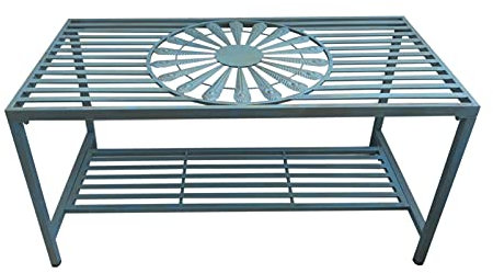 Terrassbänk trädgård soffbordsmöbler, Fritidsbänk utomhus med ryggstöd och armstöd, Antik innergårdsdekoration bord och stolar i smidesjärn, Förfallen vintagebänk i gjutjärn