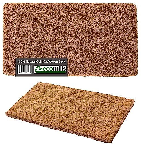 Ecomills 1.5 Extra Thick Coco Coir Door Mat Woven Back, 18 x 30, Heavy Duty, Durable, for Front Door Patio