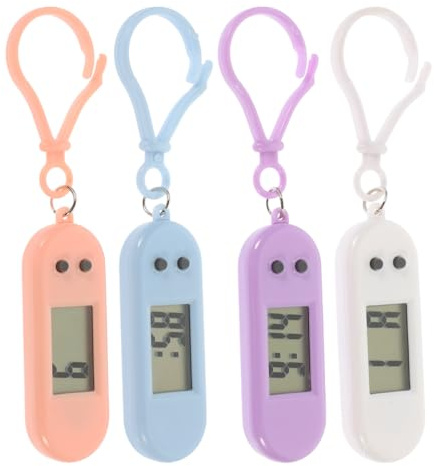 TOYANDONA 4 Pcs Keychain Digital Watch, Colorful Pocket Watch Clip-on Backpack Mini Key Ring Digital Portable Keychain for Kids Students (Random Color)