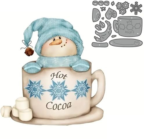 Schneemann-Kakaotasse Metall stanzformen Stanzteile Metall, Papierkarten-Stanzformen, Schnittschablonen für DIY-Prägung, Kartengestaltung, Buchanhänger, dekorative Papierformen, Scrapbooking