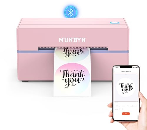 MUNBYN Bluetooth Thermal Label Printer, 130B Wireless 4x6 Shipping Label Printer for Shipping Packages Small Business Office or Home, Compatible with iPhone Android iPad Windows macOS Chrome Etsy eBay