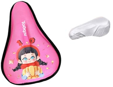 F Fityle Coussin De Selle Vélo Enfant en Gel De Silicone, Design Dessin Animé, pour Vélo Enfant, Corail