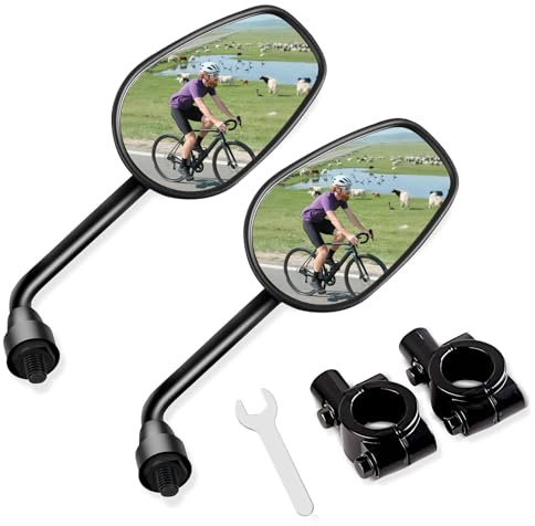 Homieway Cykelspegel, 2 stycken cykelbackspeglar, HD äkta glas, cykelspegel för elcykel, extra stor spegelyta, mountainbikebackspegel, cykelspegel för styre (22–25 mm)