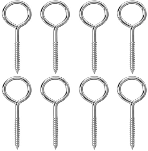 8 Pezzi M8 Vite Occhielli in Acciaio Inox 304 Grandi Occhiello a Vite Gancio Autofilettante Tasselli Occhiello Chiuso per Collegare Sospendere e Fissare