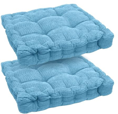 MIUUIPI Cuscino per sedia 40x40 cm, 2 cuscini per sedersi all'aperto, cuscini spessi da terra, cuscino per sedia all'aperto per panca e sedia da giardino (Blu cielo)