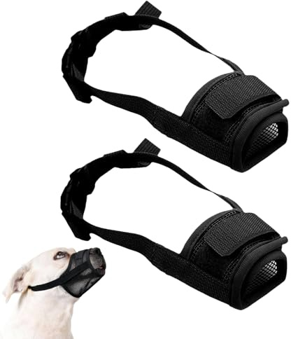 Pevlkawr Bozal para Perros Grandes 2 Piezas Bozal Antiladridos Ajustable Transpirable Suave para Evitar Mordeduras Ladridos Masticar para Mediano,XL