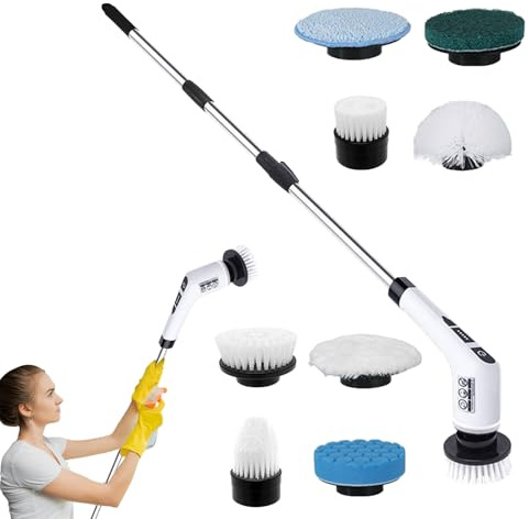 Cepillo de limpieza: mango extensible Frotador de azulejos y juntas, raspador de cabeza intercambiable para todo uso en superficies domésticas | Herramientas de lijado pesadas para limpiar a fondo el