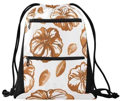 EtherSpher Art Of Squash Brown Waterproof String Back Bag for Beach Pool Drawstring Outdoor Bag with Mesh Pockets