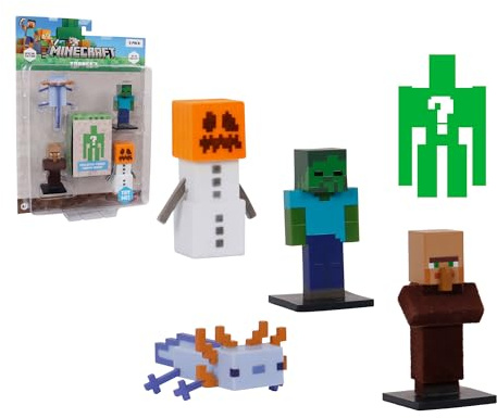 Bizak Minecraft Toppez Edizione Speciale Confezione da 5 Figure Stdo.1, Bambole da 5 cm con 1 Figura a Sorpresa, Prodotto Ufficiale 16 Modelli da Collezionare per Fan e Bambini Da 8 anni (64110033-1)
