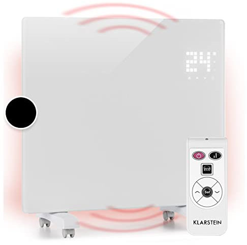 Klarstein Stufa Elettrica Basso Consumo, Stufa Elettrica 1000W, Termoconvettore con Rotelle, Termosifone Elettrico Portatile, Termoconvettore a Parete con Termostato, Stufetta per Casa