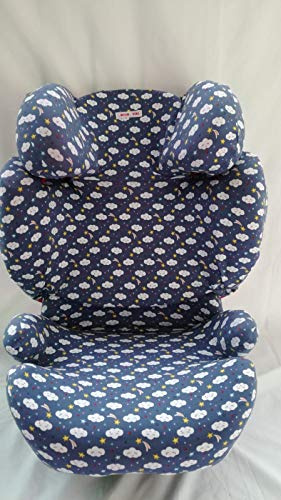 Moon-Bebe BEZUG FUR CYBEX Silver Kinder-Autositz Cybex Solution Q2 Fix blu (White Clouds)