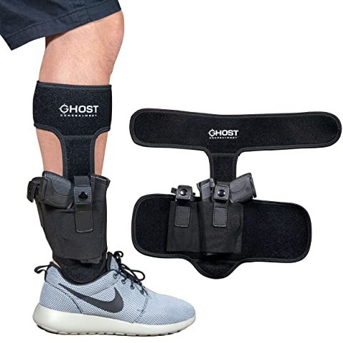 Ghost Concealment Large Ankle Holster for Concealed Carry Pistol | Universal Leg Carry Gun Holster with Magazine Pouch | Men and Woman Holster