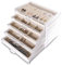 Frebeauty Extra große Acryl-Schmuckschatulle für Damen und Mädchen, 5 Ebenen, transparenter Samt, Ohrring-Organizer mit 5 Schubladen, Ringen, Vitrine, Halskettenhalter, Tablett (Beige)