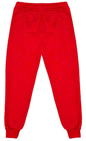 Barn fleece joggingbyxor pojkar flickor sport PE joggingbyxor barn unisex casual fleece dra på byxor skola lek träningsoverall klassisk botten mjuka joggingbyxor, Röd, 3-4 Years